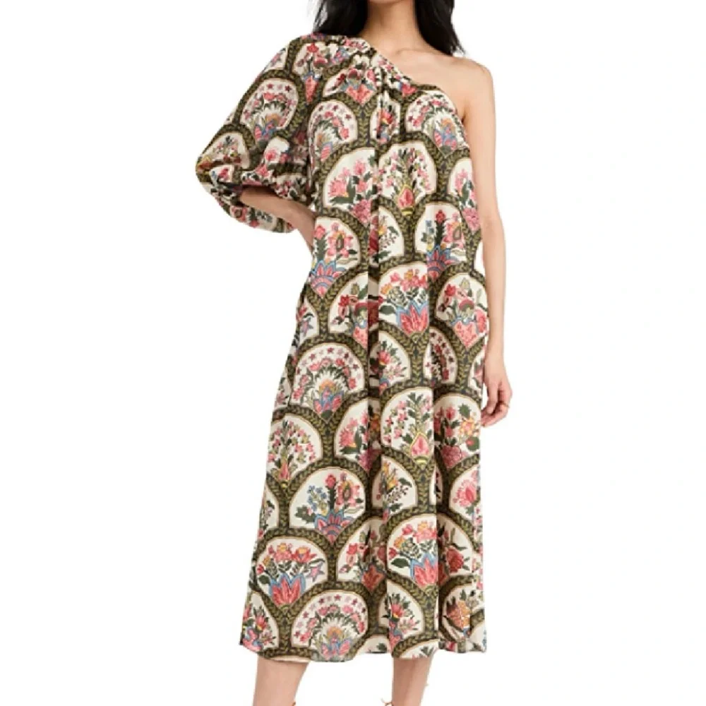 RHODE Cream One-Shoulder Sleeveless Midi Dress - Picture 1 of 2